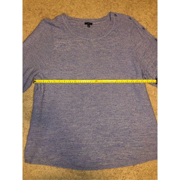 Talbots BUTTON-SLEEVE SWEATER - MARLED Blue 3/4 Sleeve Top, Size 2XL, MSRP $80 - Picture 10 of 11